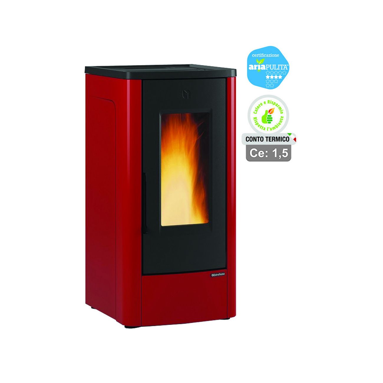 Stufa a pellet dahiana 10 kw bordeaux (conto termico) - misure cm.52,5x60,2x108,0h. - peso kg.157