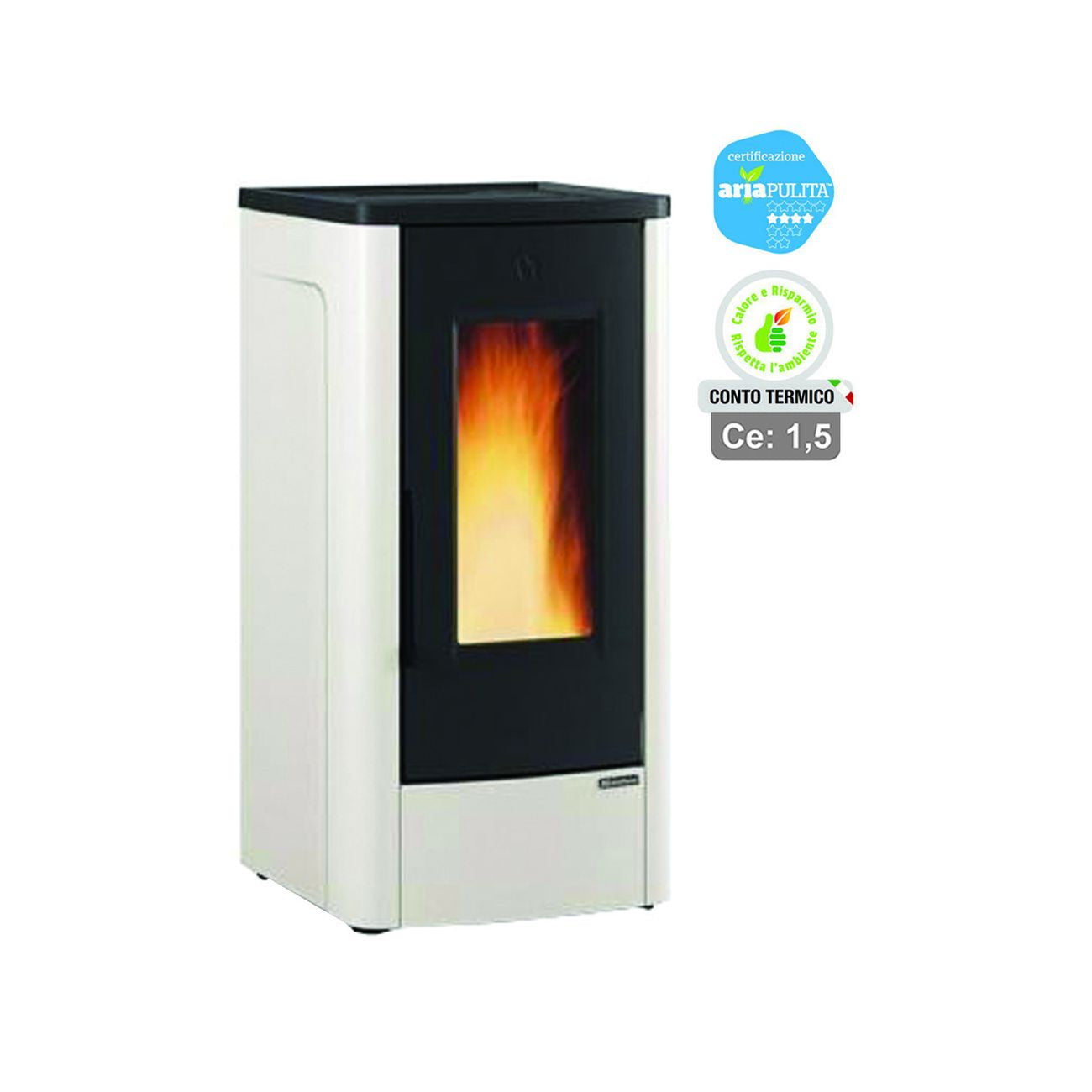 Stufa a pellet dahiana vfs 10 kw avorio (conto termico) - misure cm.52,5x60,2x108,0h. - peso kg.157