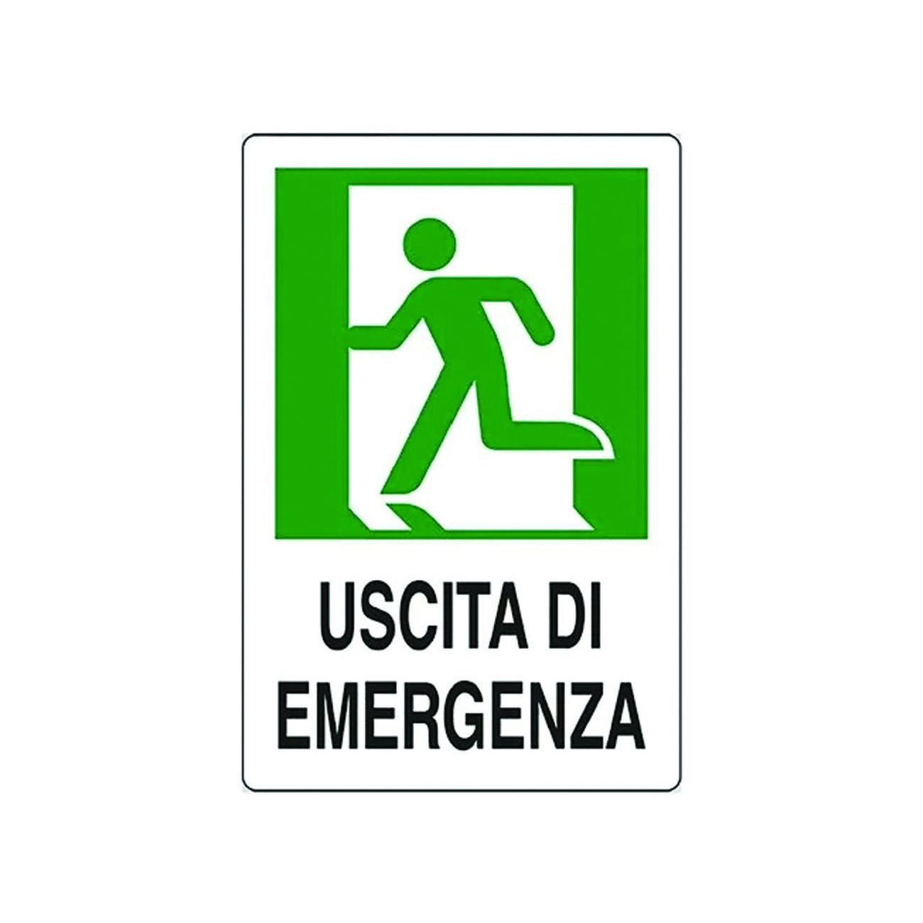 Cartello  uscita di emergenza a sinistra - cm.20x30h. - 10 pz