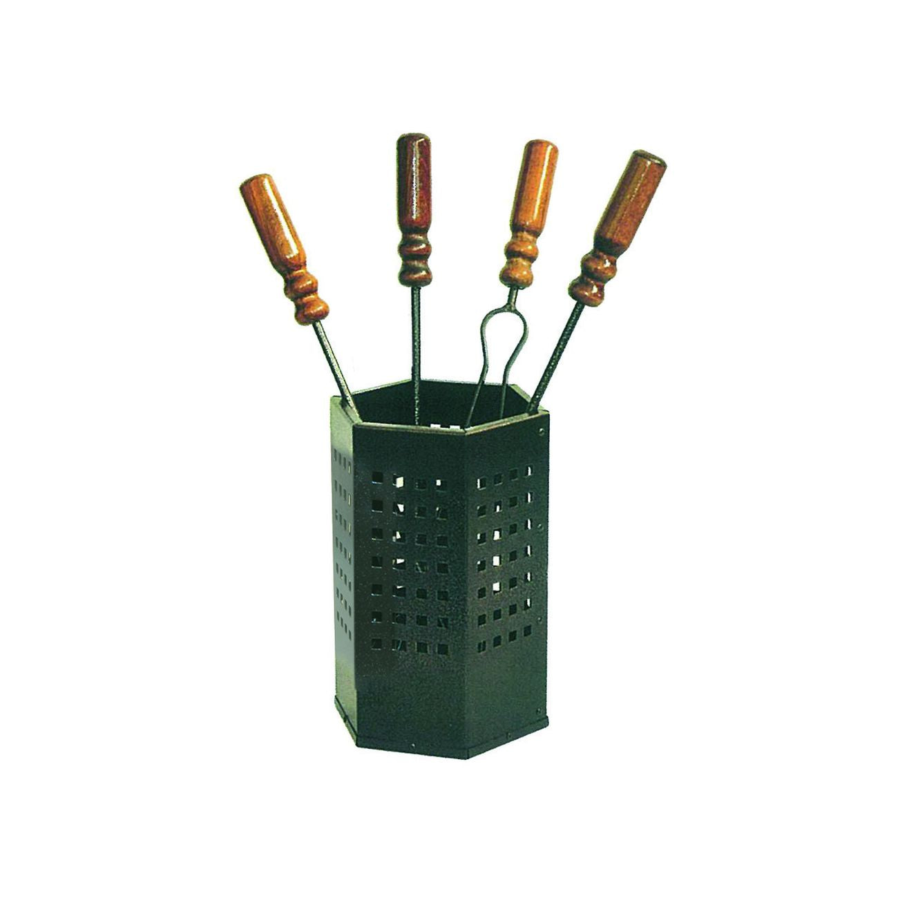 Set attrezzi da camino con secchiello esagonale - cm.50h. (669a)