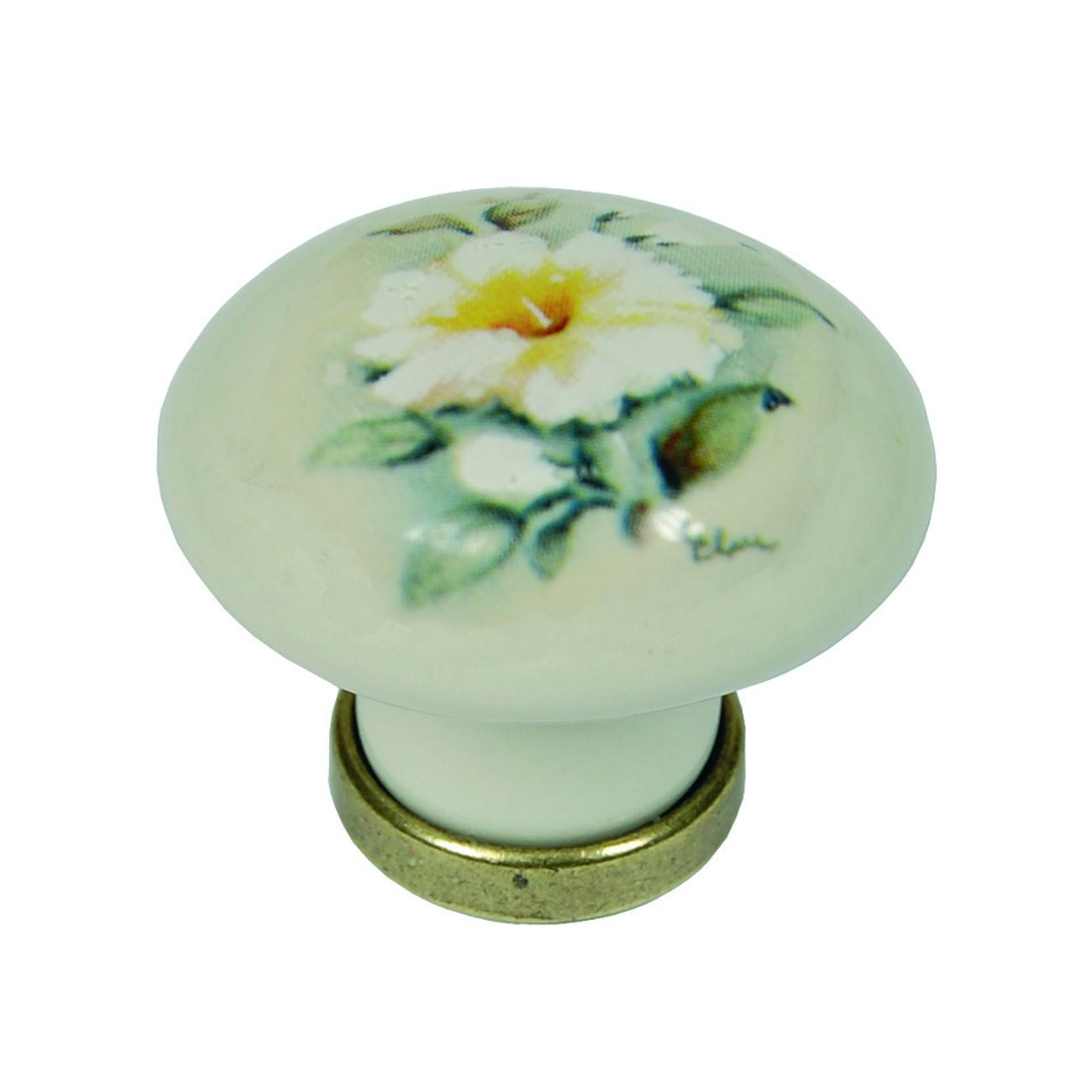 Pomoli tondi in porcellana mod.p04.01 avorio decoro giglio - Ø mm.31x26h. - 5 pz