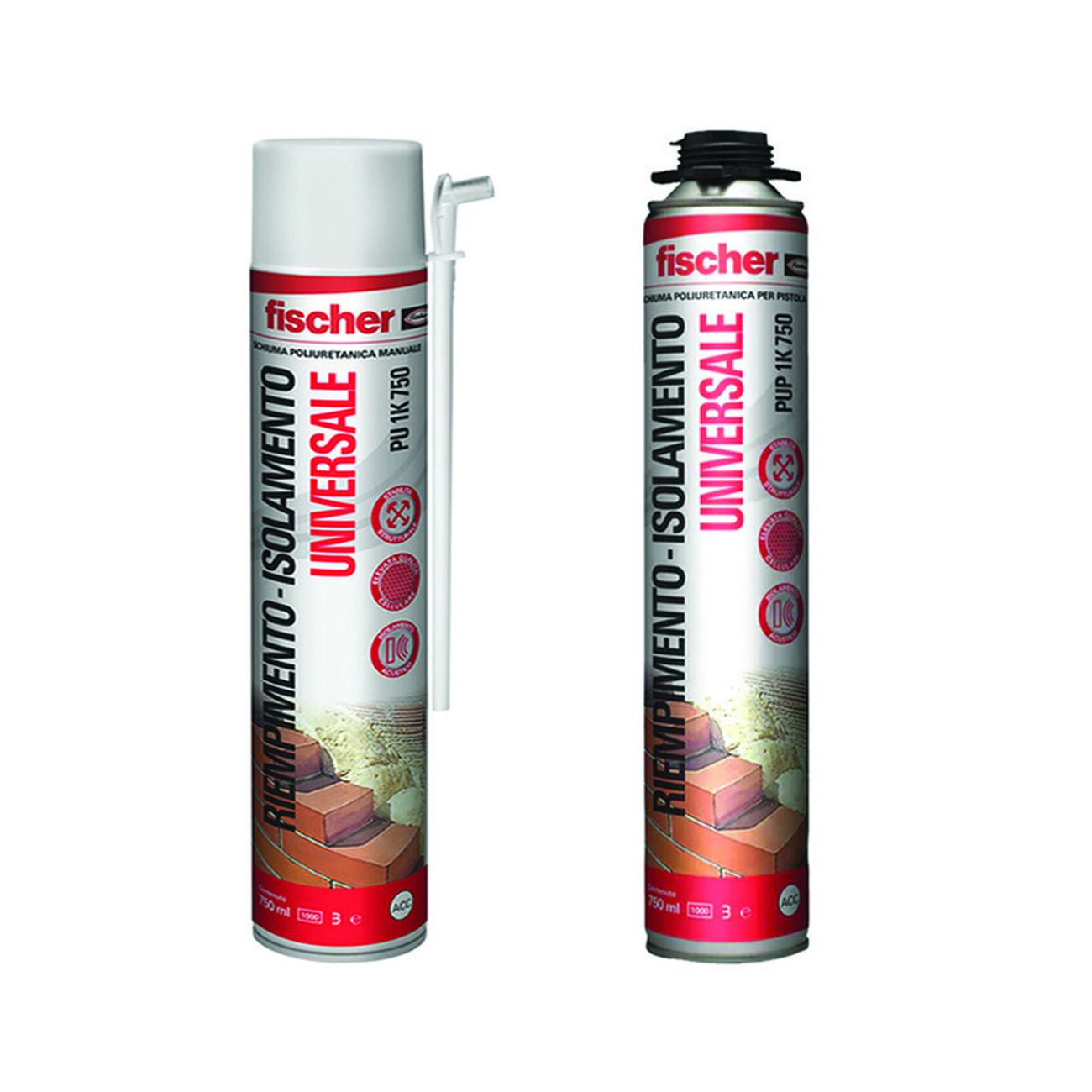 Schiuma poliuretca universale pup 1k - ml.750 applicazione con pistola - 12 pz
