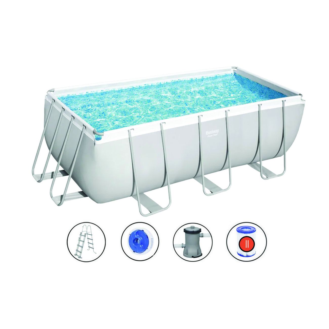 Piscina Power Steel Rettangolare Con Telaio Portante Cm.412X201X122H. - kg.73,5 - lt.8.124 - filtro cartuccia(art.56456)