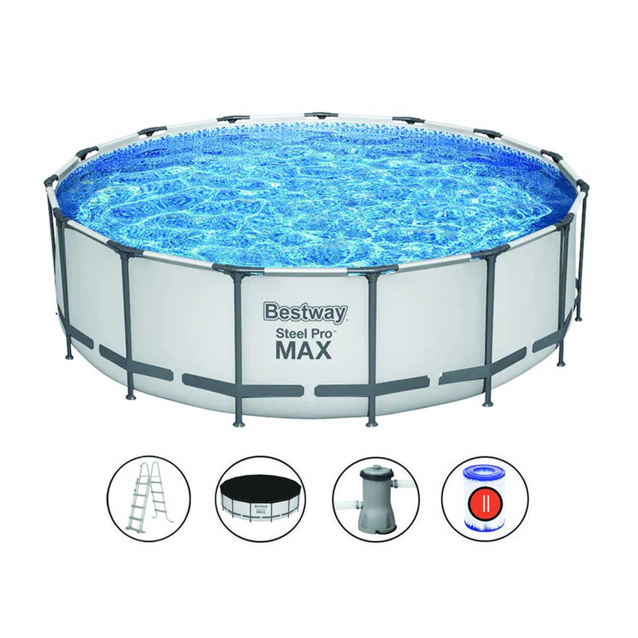 Piscina Steel Pro Max Tonda Telaio Portante Cm.457X122H. - kg.65,3 - lt.16.015 -filtro cartuccia(art.56438)