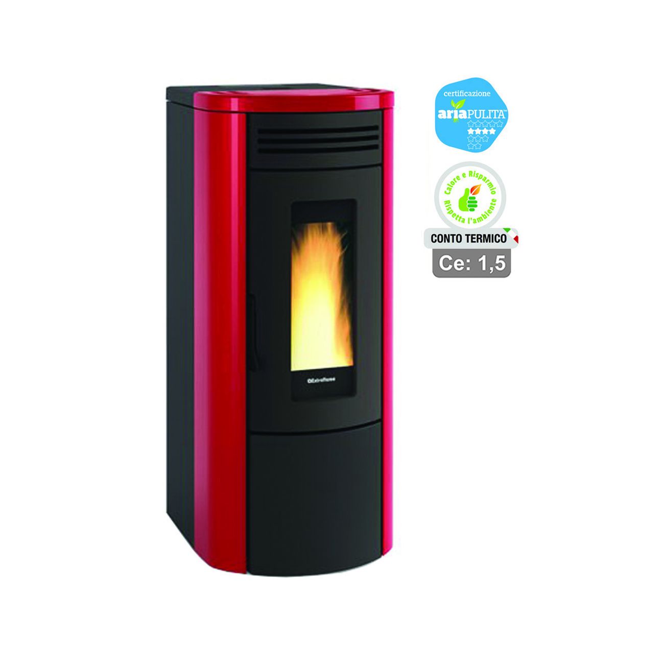 Stufa a pellet costanza idro wi-fi 17 kw bordeaux (conto termico) - misure cm.49,5x59,3x115,3h. peso kg.165