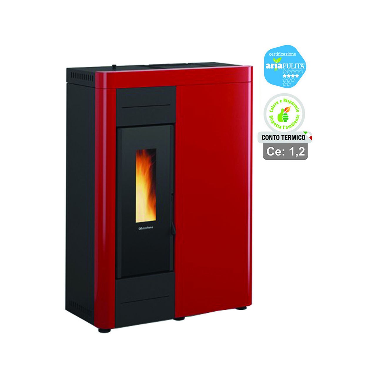 Stufa a pellet virna idro 14,5 kw bordeuax (conto termico) - misure cm.79,3x38,4x110,5h. peso kg.151