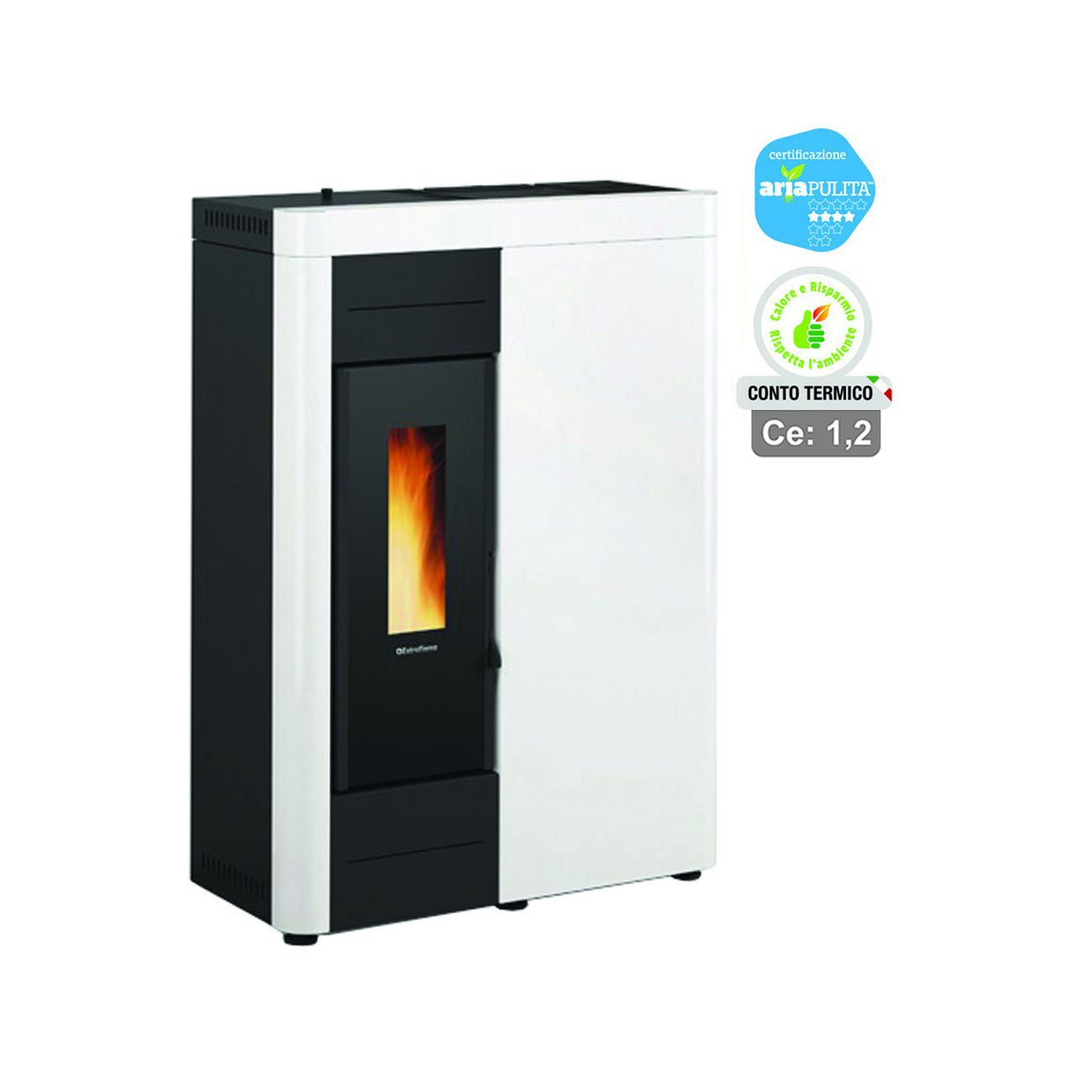 Stufa A Pellet Virna Idro 14,5 Kw Bianca (Conto Termico) - misure cm.79,3x38,4x110,5h. peso kg.151