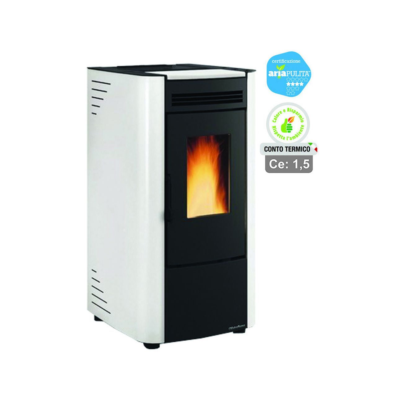 Stufa A Pellet Ketty Evo 2.0 6,5 Kw Bianca (Conto Termico) - misure cm.45,6x50,7x88,4h. - peso kg.69