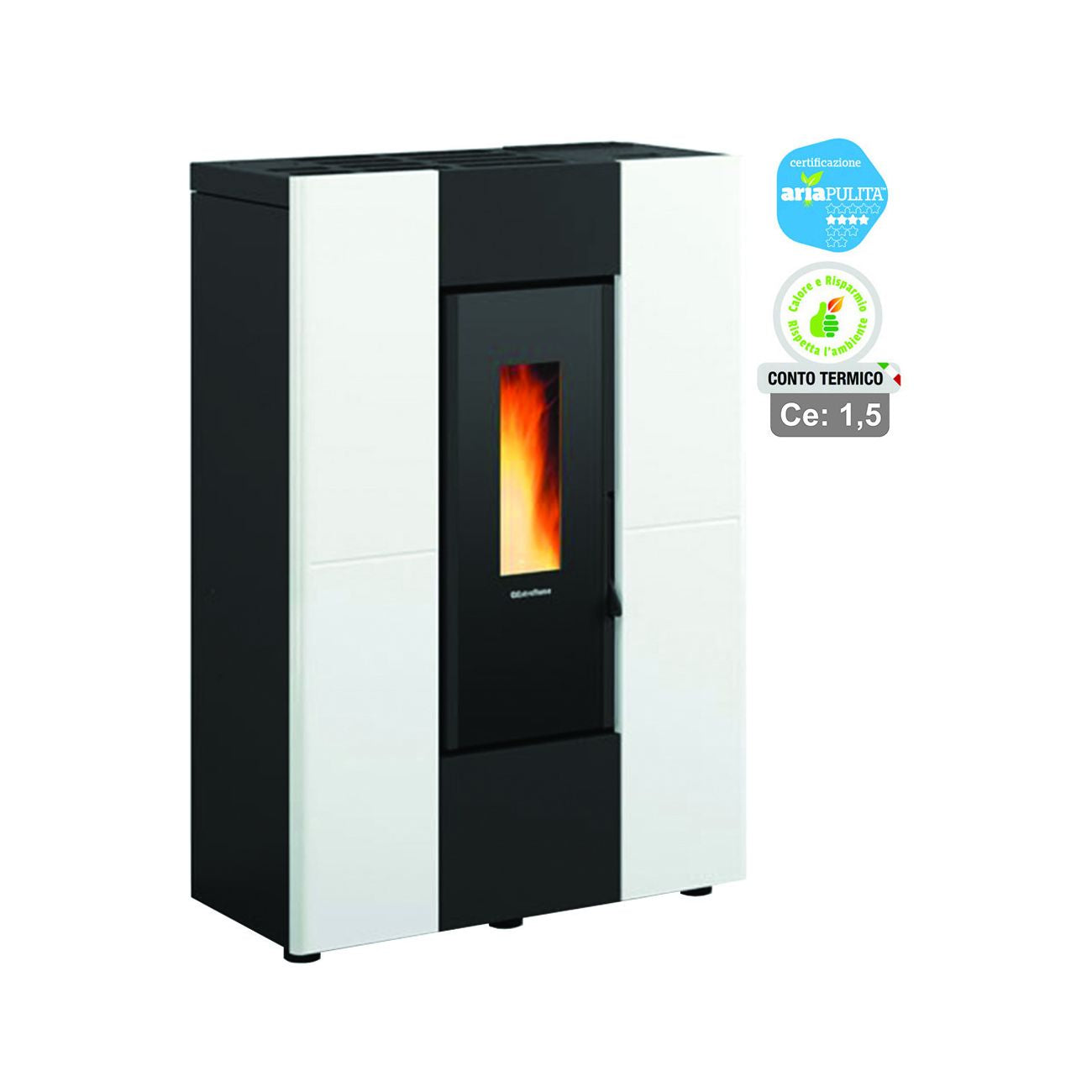 Stufa a pellet marilena plus ad canaliz. 8,0 kw bianca (conto termico) - misure cm.75x35,2x107,7h. - peso kg.119