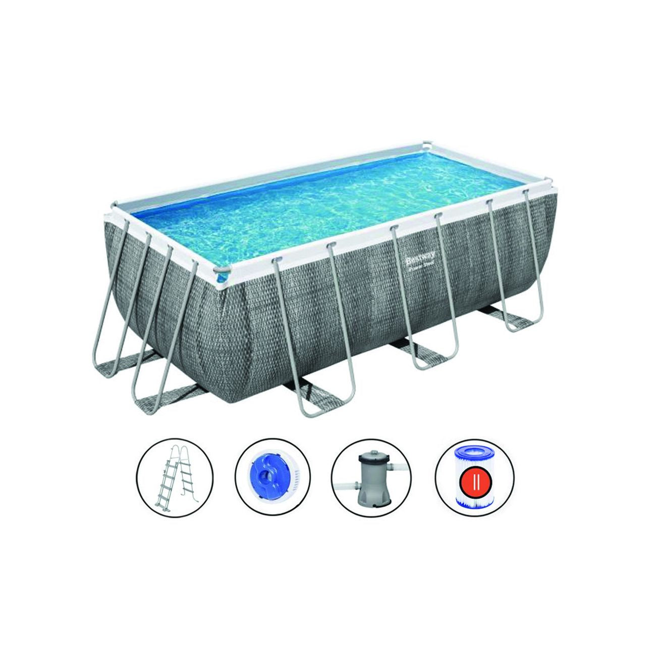 Piscina Power Steel Rettangolare Telaio Portante Cm.412X201X122H. - kg.73,5- lt.8.124 - filtro cartuccia (art.56722)