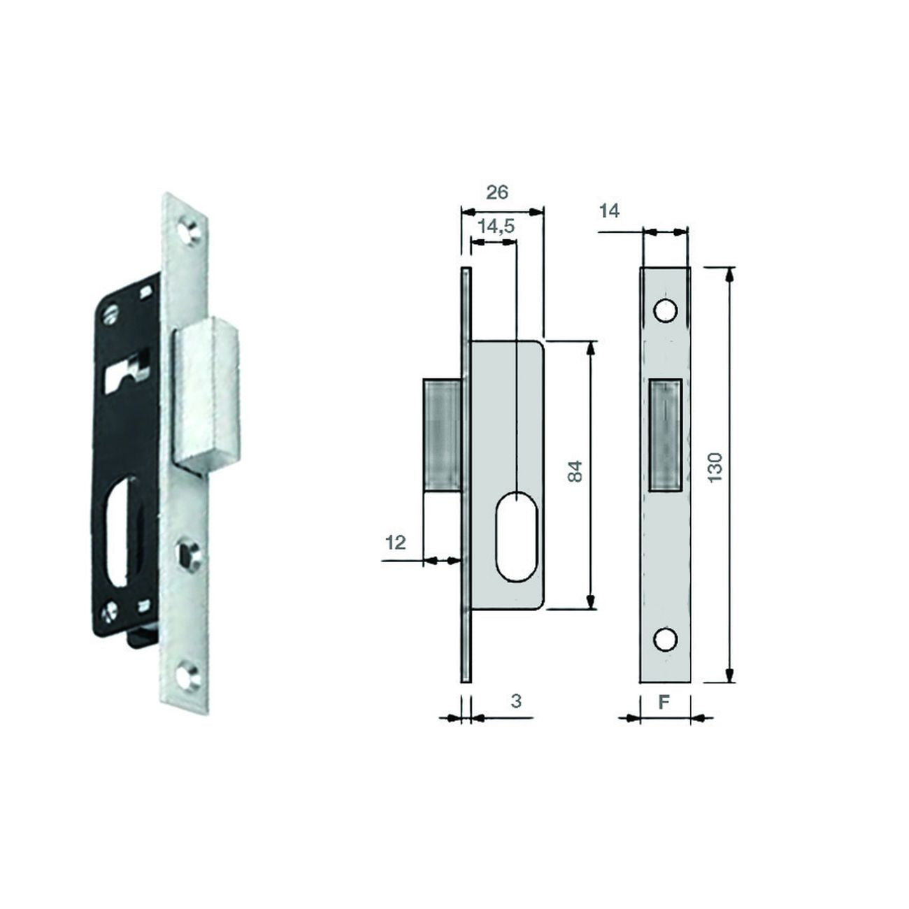 Serratura da infilare per montanti cil. ovale solo catenaccio n9140015 - mm.14,5 (n9140015000)