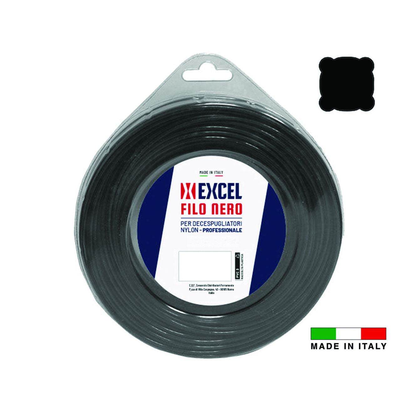 Filo Per Decespugliatore In Nylon Quadro Nero - ø mm.2,7 in matassa da mt.60