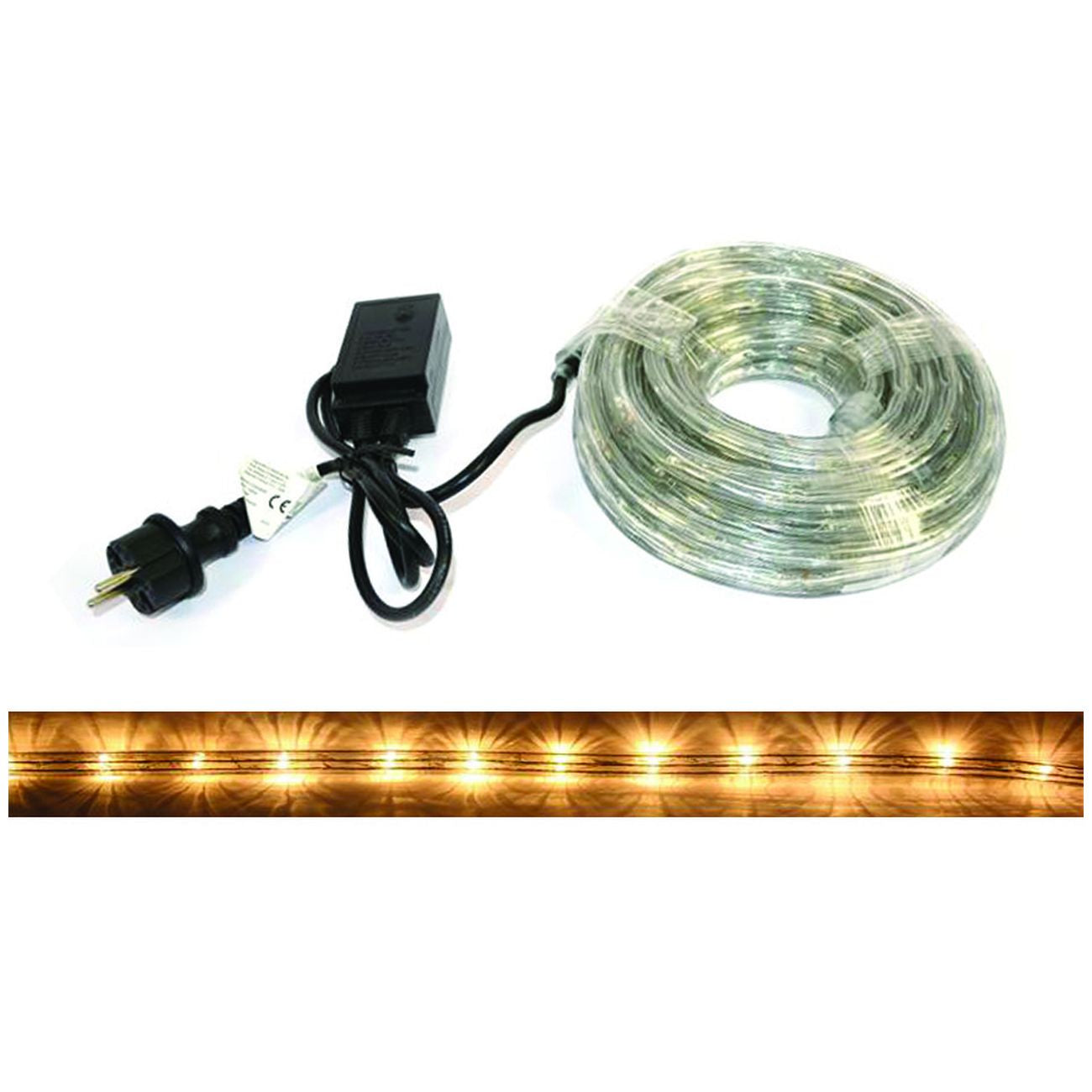 Tubo luminoso 216 led bianco caldo uso int. est. c/gioco luci 10 mt. - mt.1 + 9 - 24 led/mt.