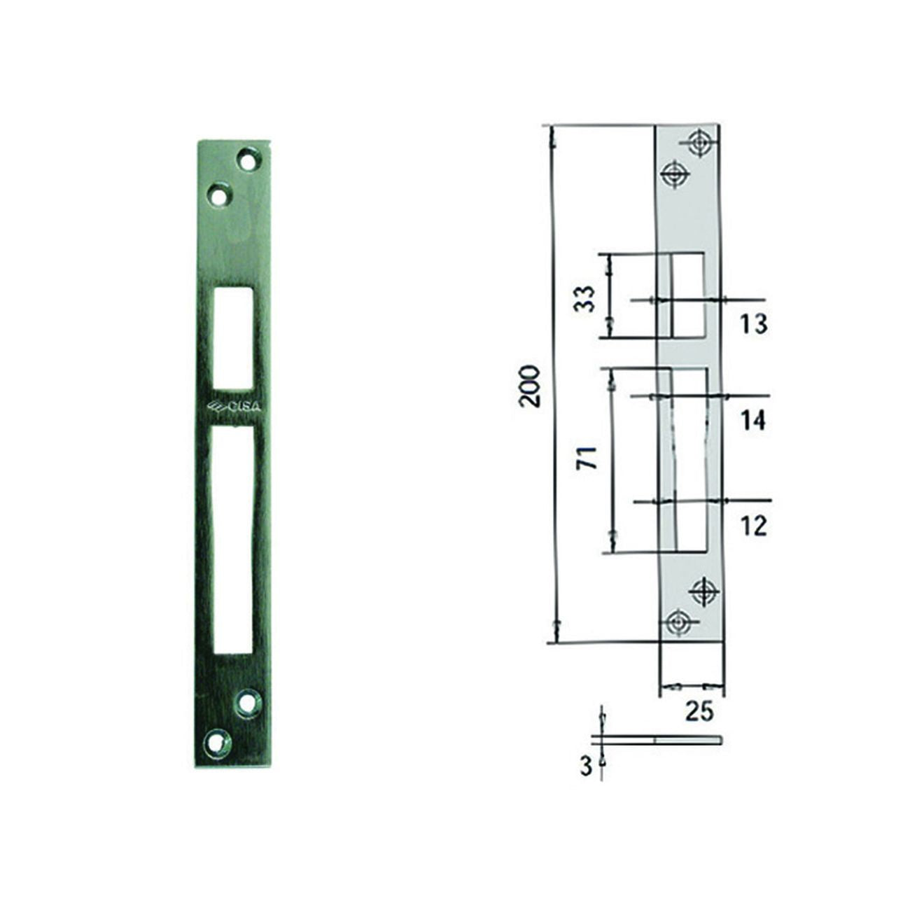 Contropiastra per serrature infilare profilati in ferro 06232 20 - mm.25x200, spessore mm.3 (06232 20) - 5 pz