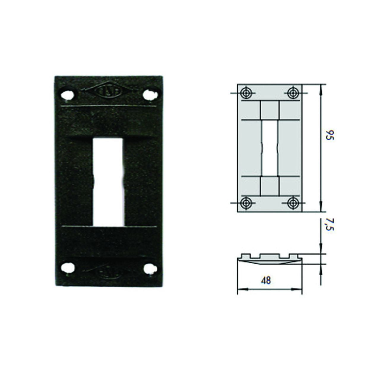 Contropiastra in nylon 06287 - mm.48x95, spessore mm.7,5 (06287) - 5 pz