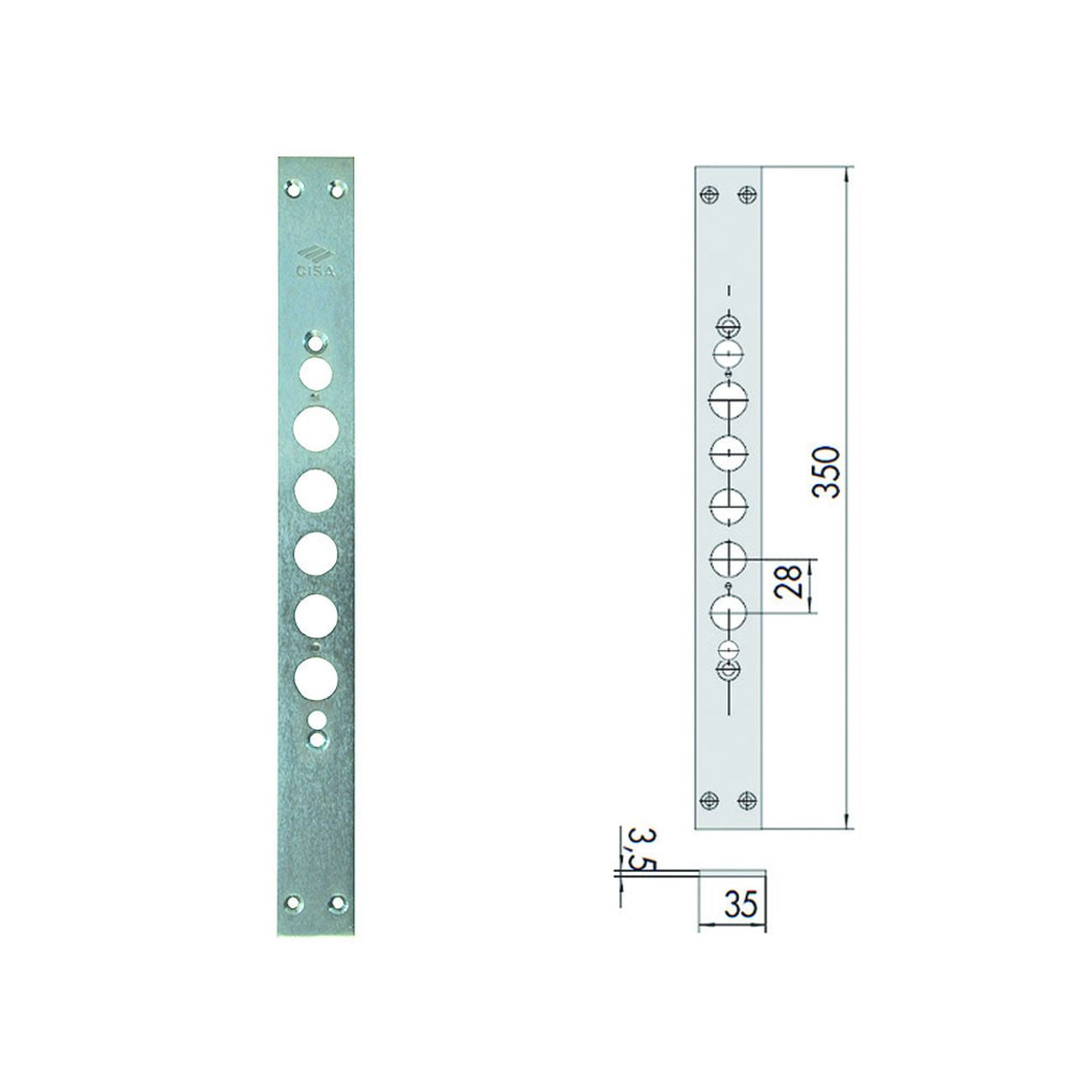 Contropiastra per serrature porte blindate serie 17515 06221 10 - mm.350 (06221100)