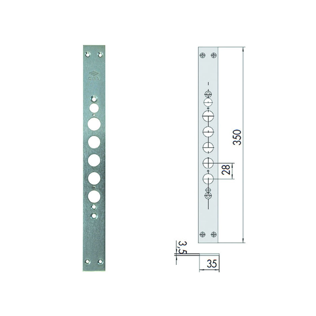 Contropiastra per serrature porte blindate serie 15515 06221 11 - mm.350 (06221110)