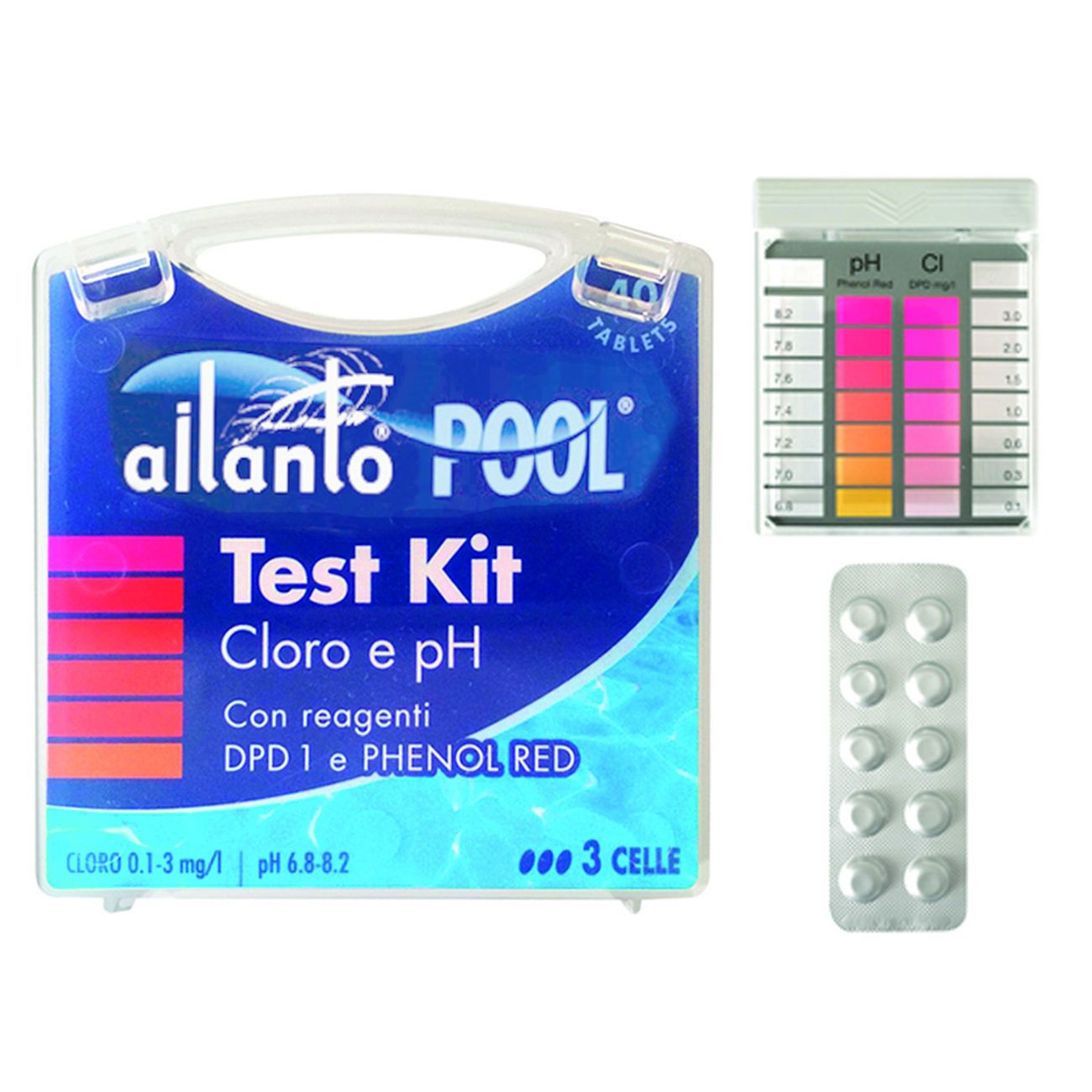 Kit tester cloro e ph con reagenti  in pastiglie 10x4 tablets