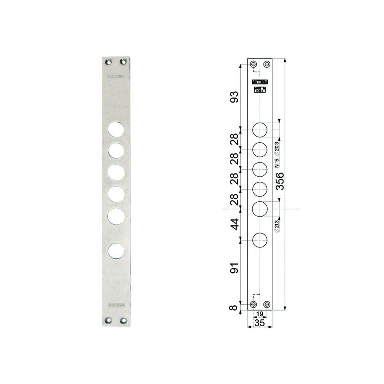 Contropiastre per serrature porte blindate 94275 - interasse mm.28, mm.35x356x3 (942750028)