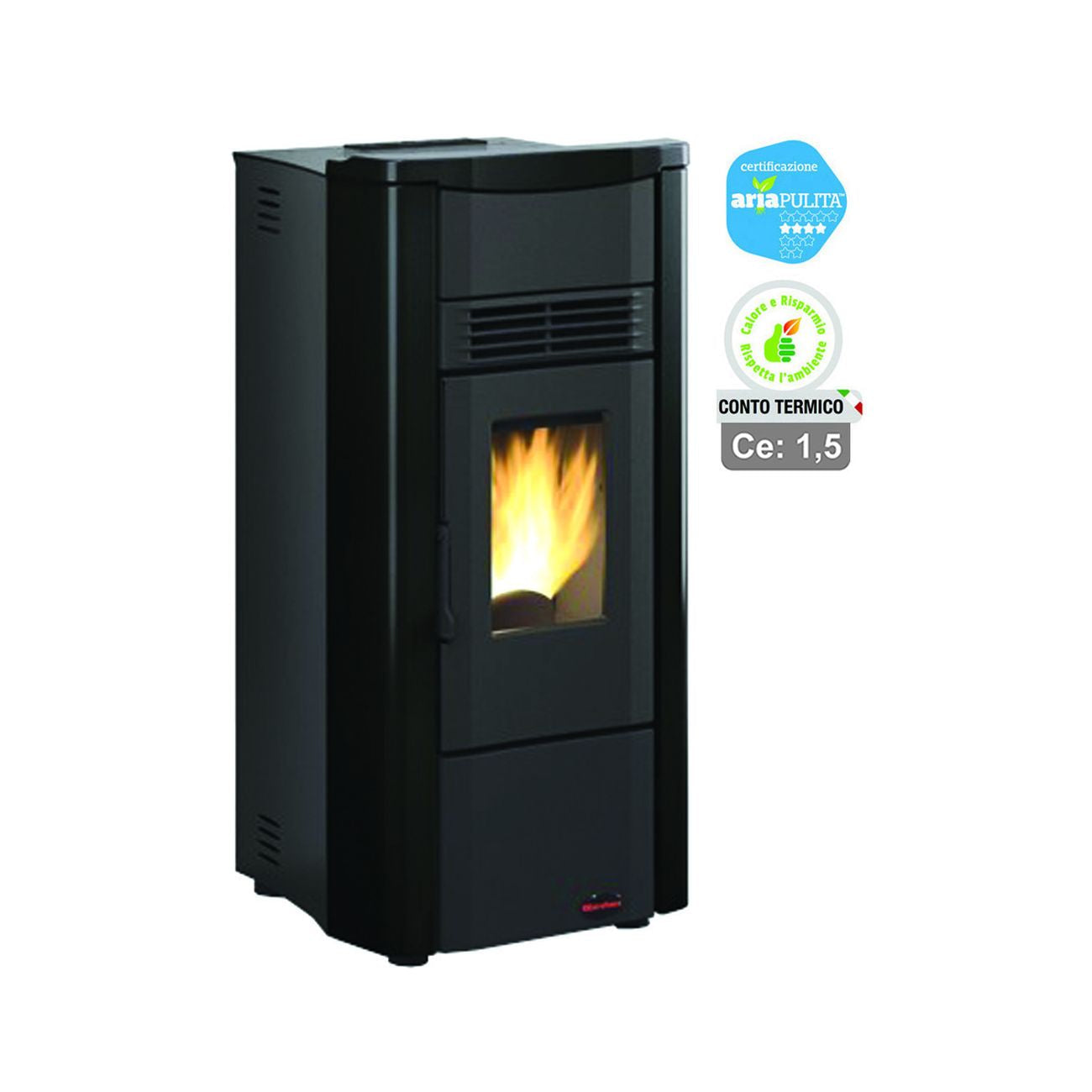 Stufa a pellet giusy evo 2.0 7 kw nera (conto termico) - misure cm.49,8x50,4x102,20h. - peso kg.83