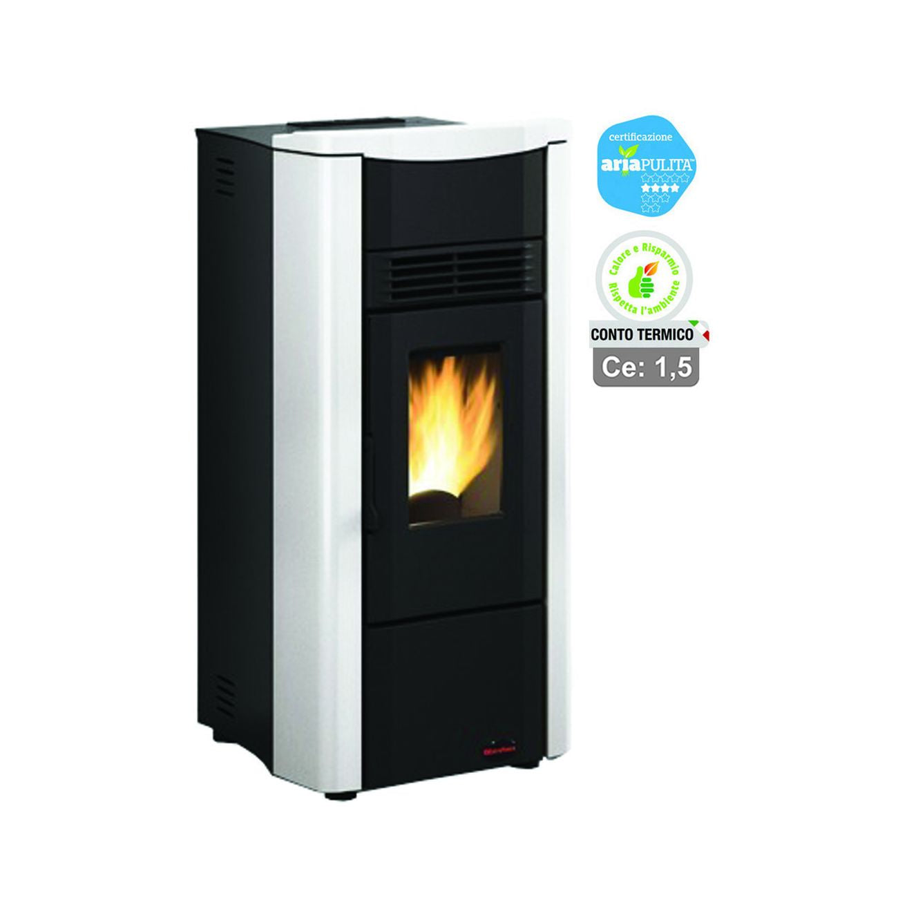 Stufa a pellet giusy plus evo 2.0 canal. 8 kw bianca (conto termico) - misure cm.49,8x49x102,20h. - peso kg.96