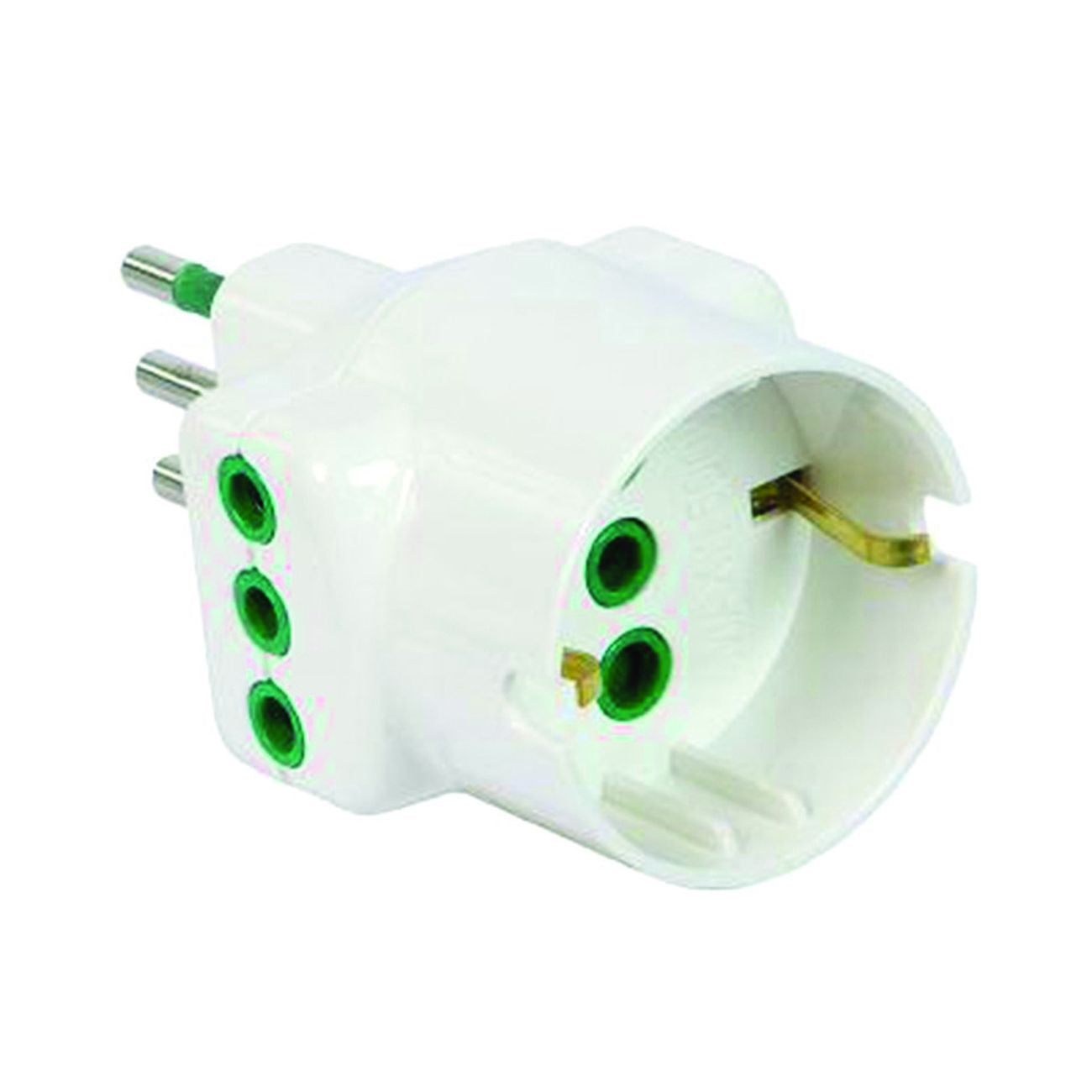 Adattatore triplo 2p+t schuko bipasso bianco linea garanti - bianco 82670-e - 10 pz