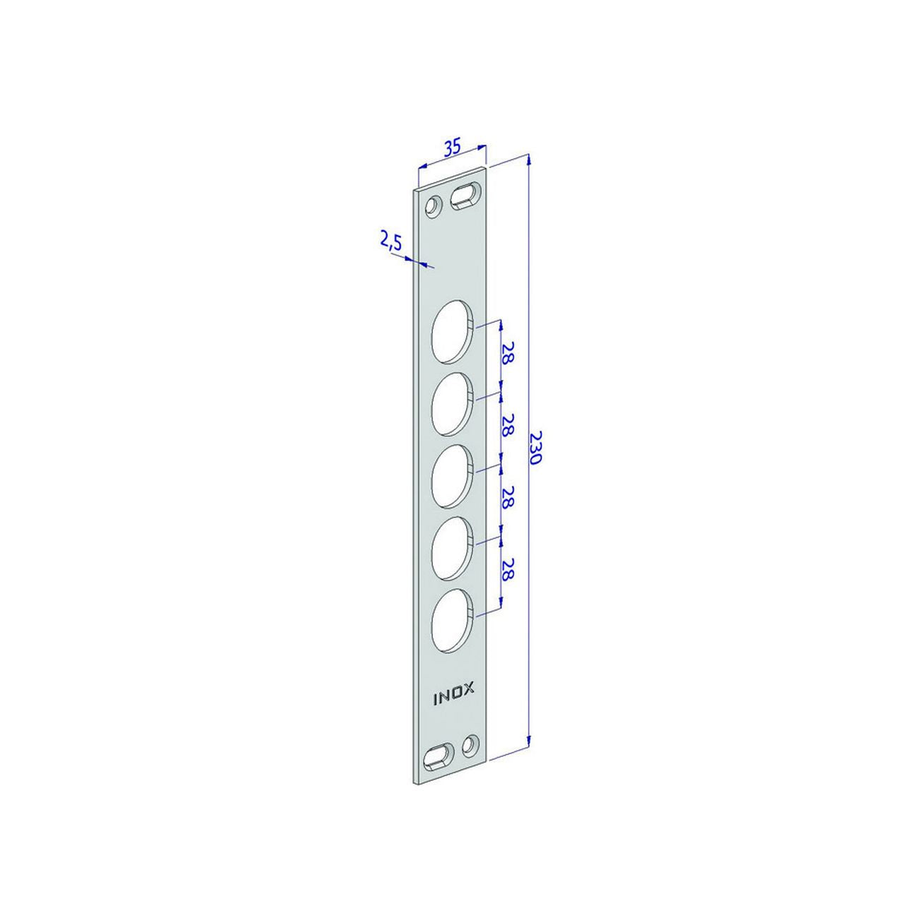 Contropiastra p/serrature porte blindate in acciaio inox int.28 cp2500 - (cp2500xai28)