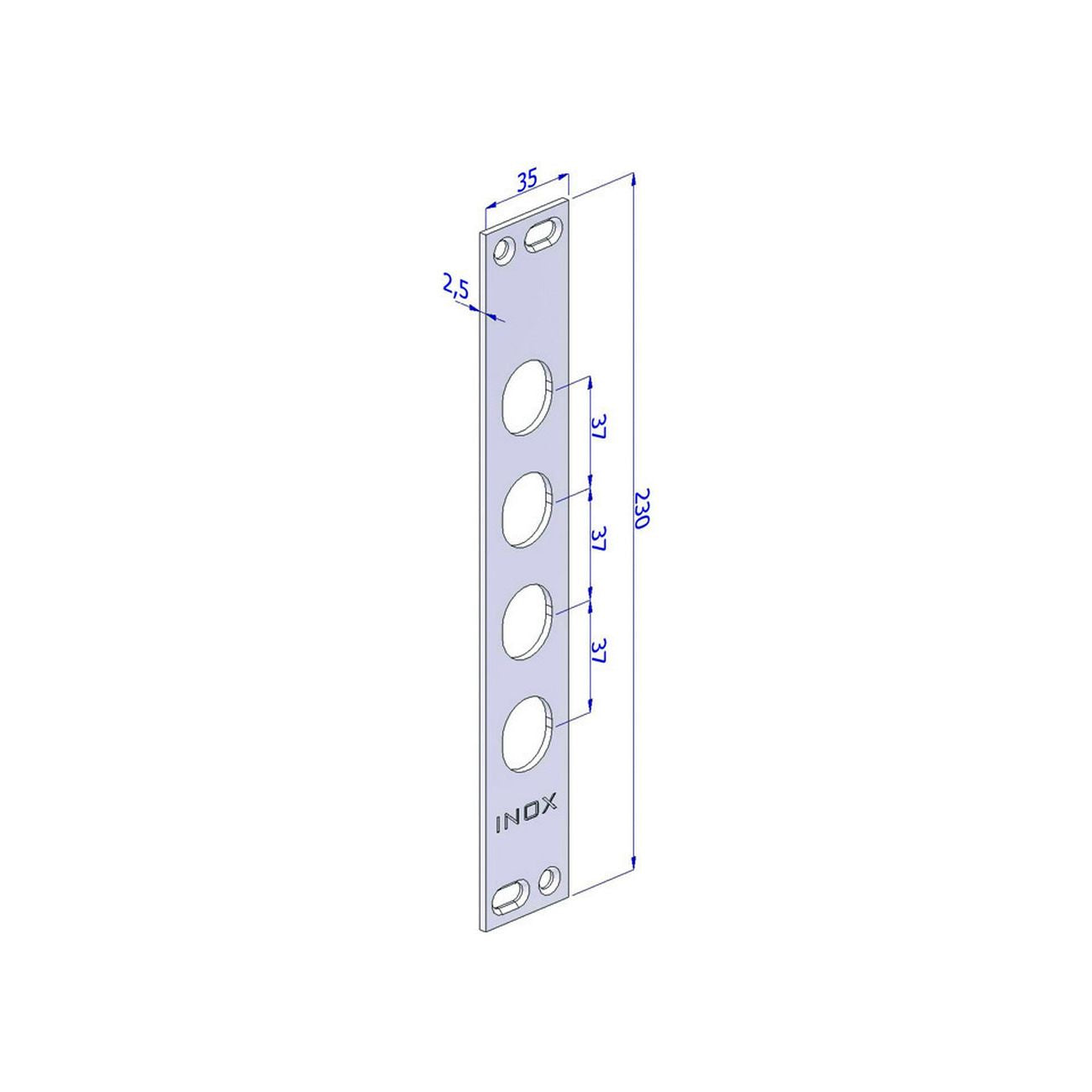 Contropiastra p/serrature porte blindate in acciaio inox int.37 cp2500 - (cp2500xai37)