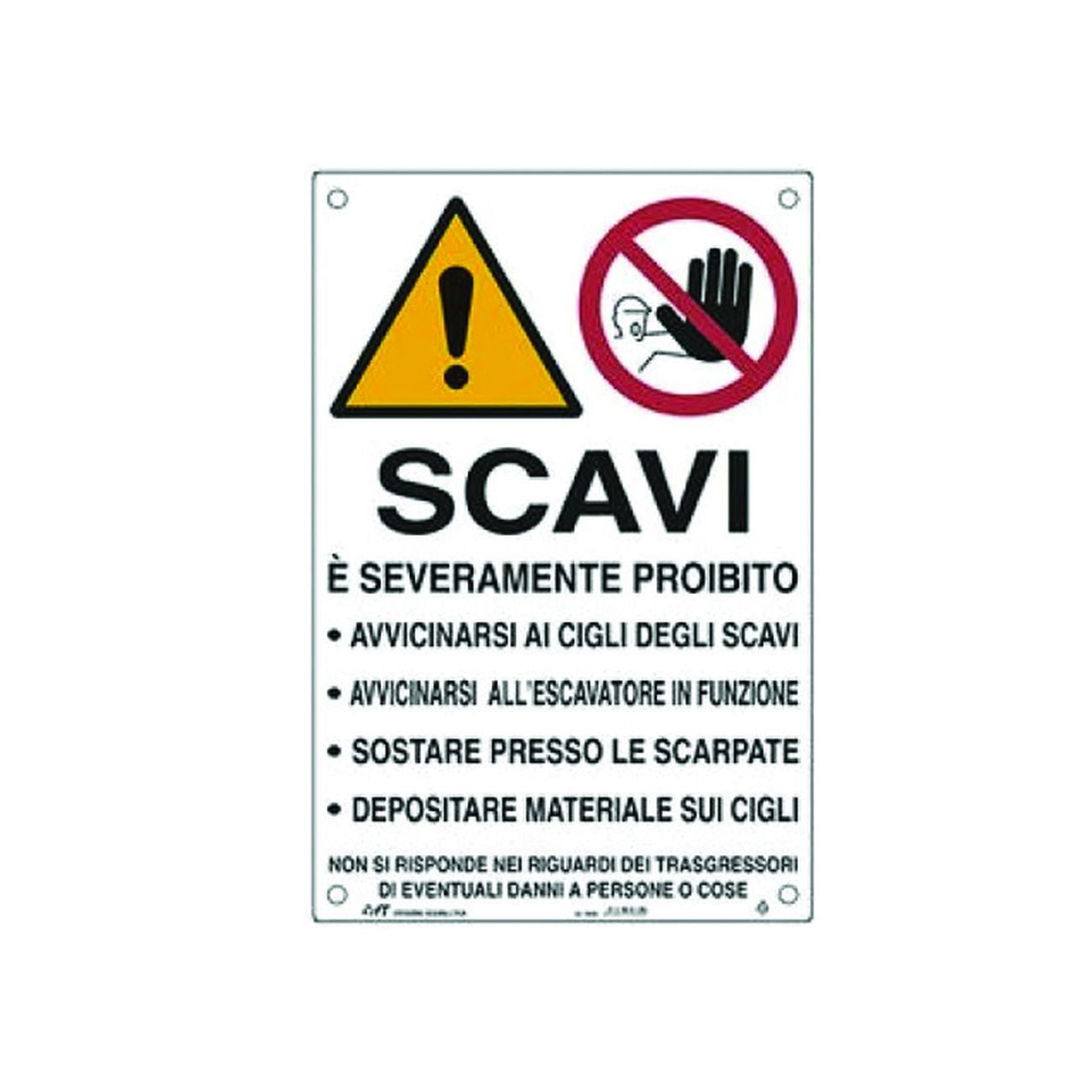 Cartello scavi pericoloso avvicinarsi - cm.50x70h. - 10 pz