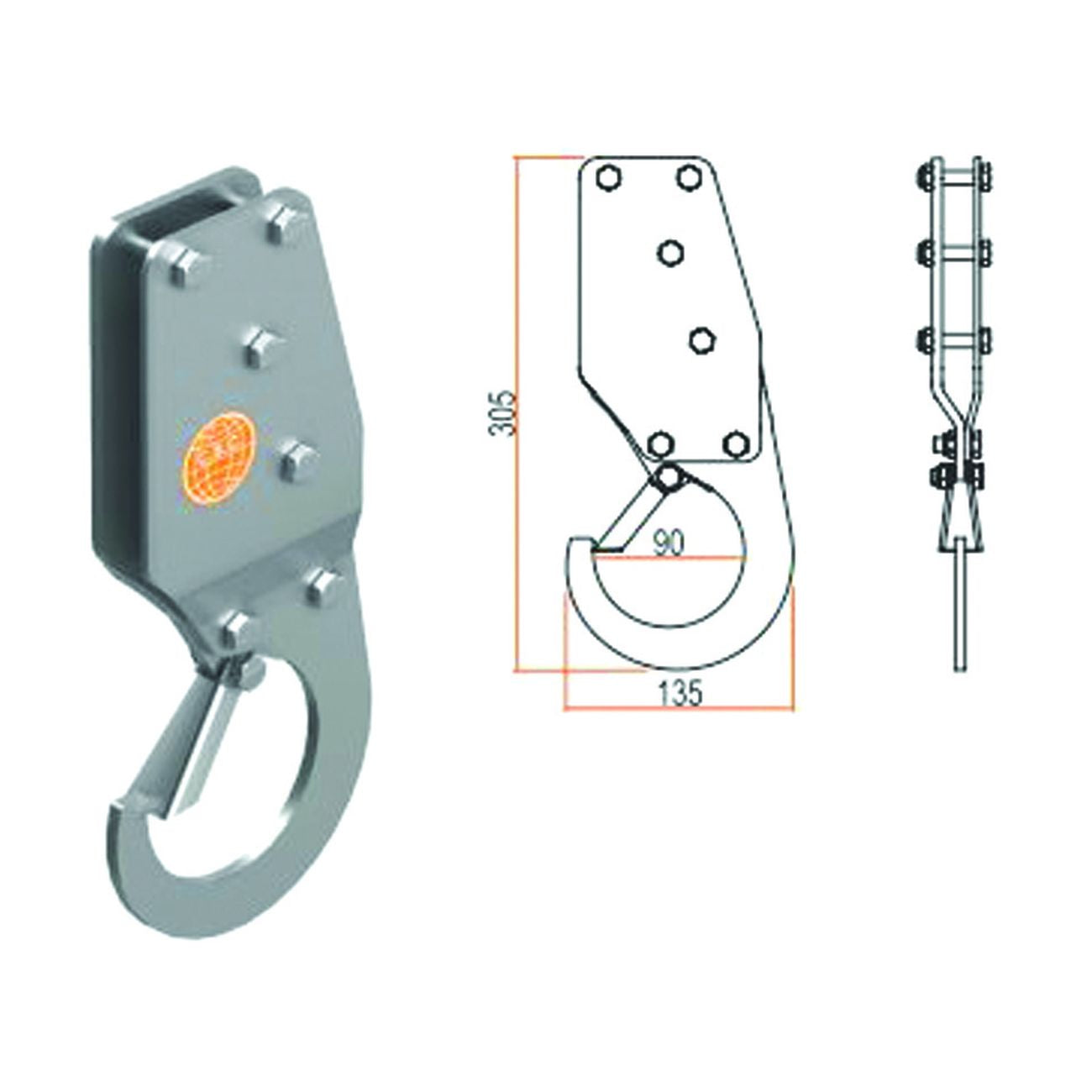 Gancio Per Sollevamento Di Sicurezza - mm.135x305