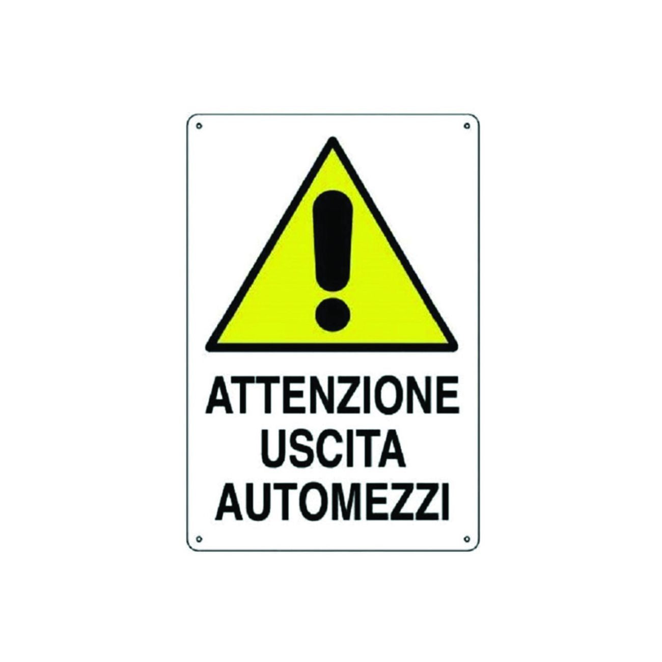 Cartello "Attenzione Uscita Automezzi" - cm.50x70h. - 10 pz