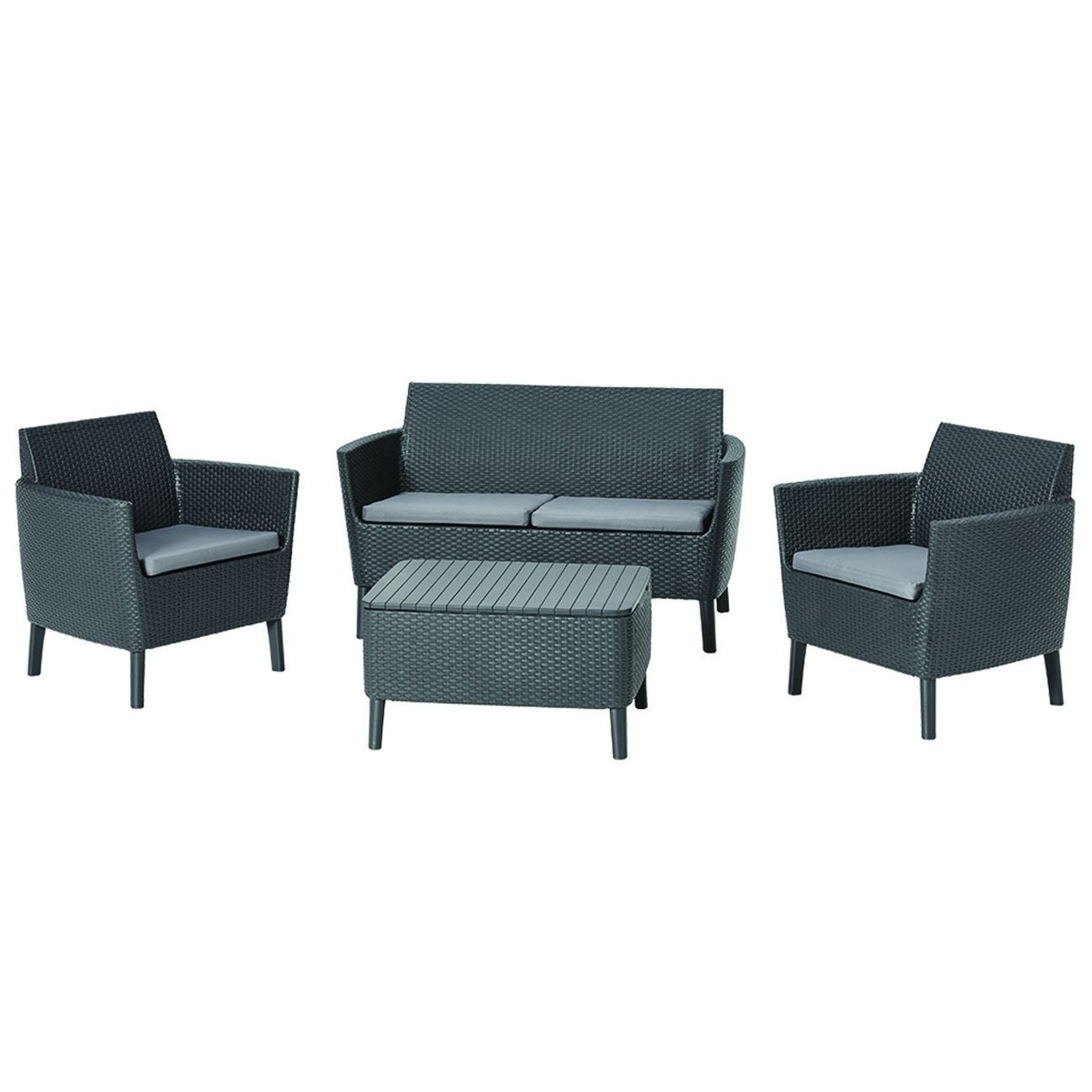 Salottino 4 Pezzi "Salemo Lounge" Flat Wicker Graphite 4 Posti