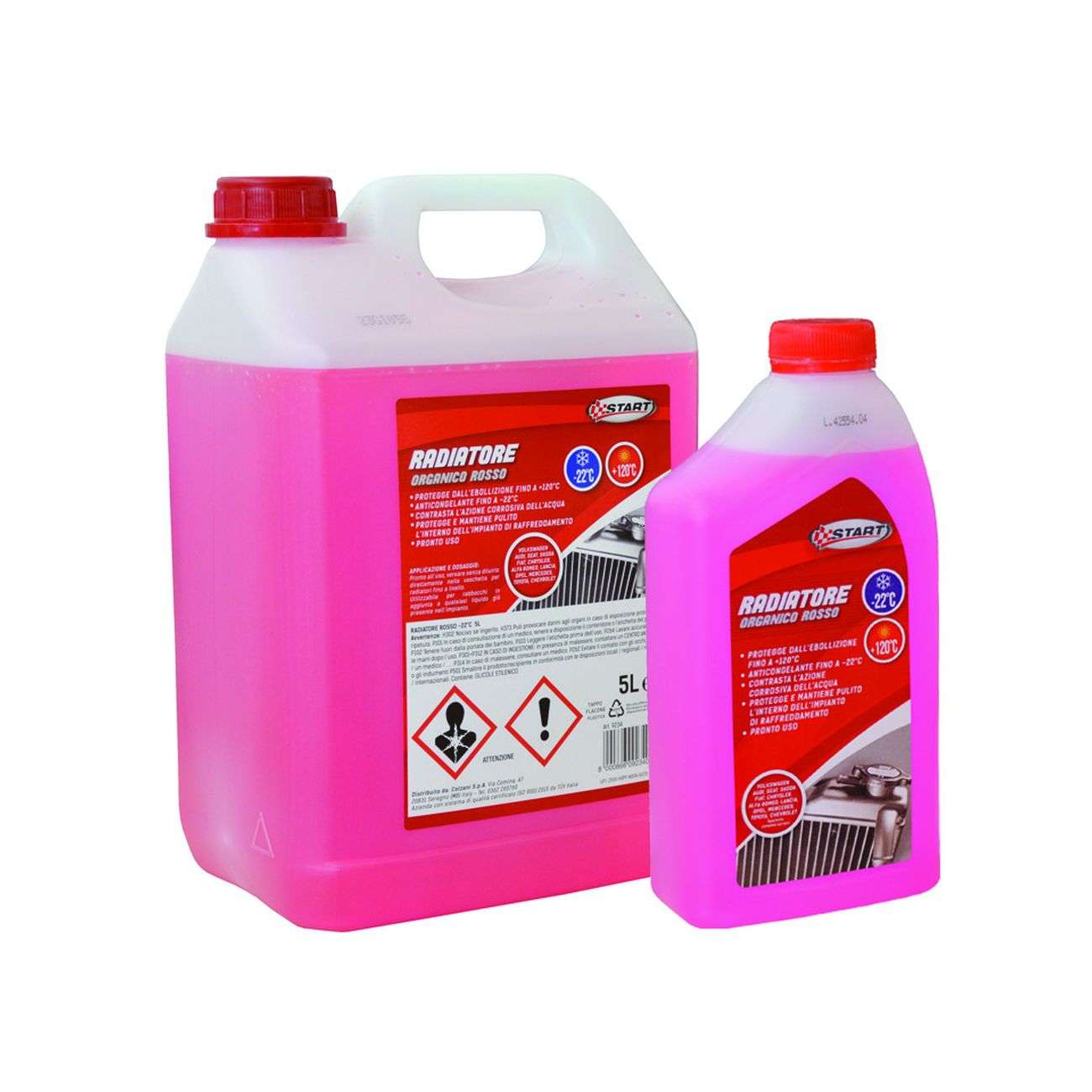 Liquido Protettivo Antigelo Per Radiatori Rosso - lt.5 - 4 pz