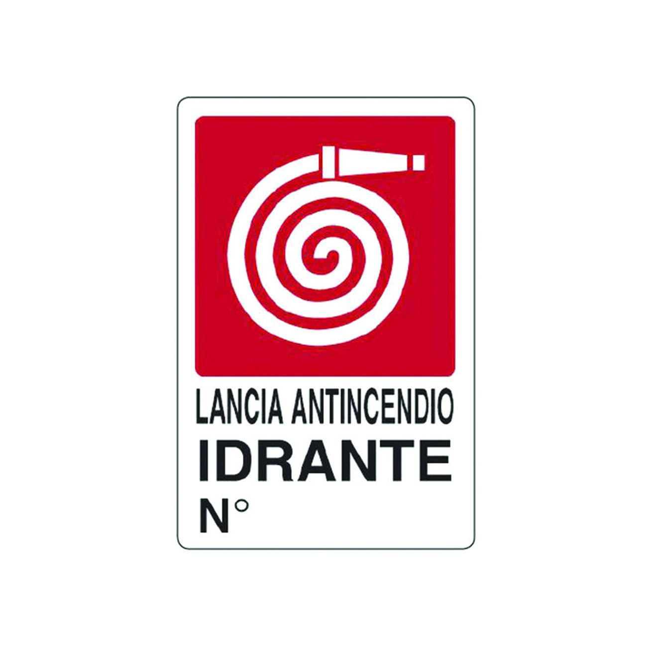 Cartello "Lancia Antincendio Idrante N°" - cm.20x30h. - 10 pz