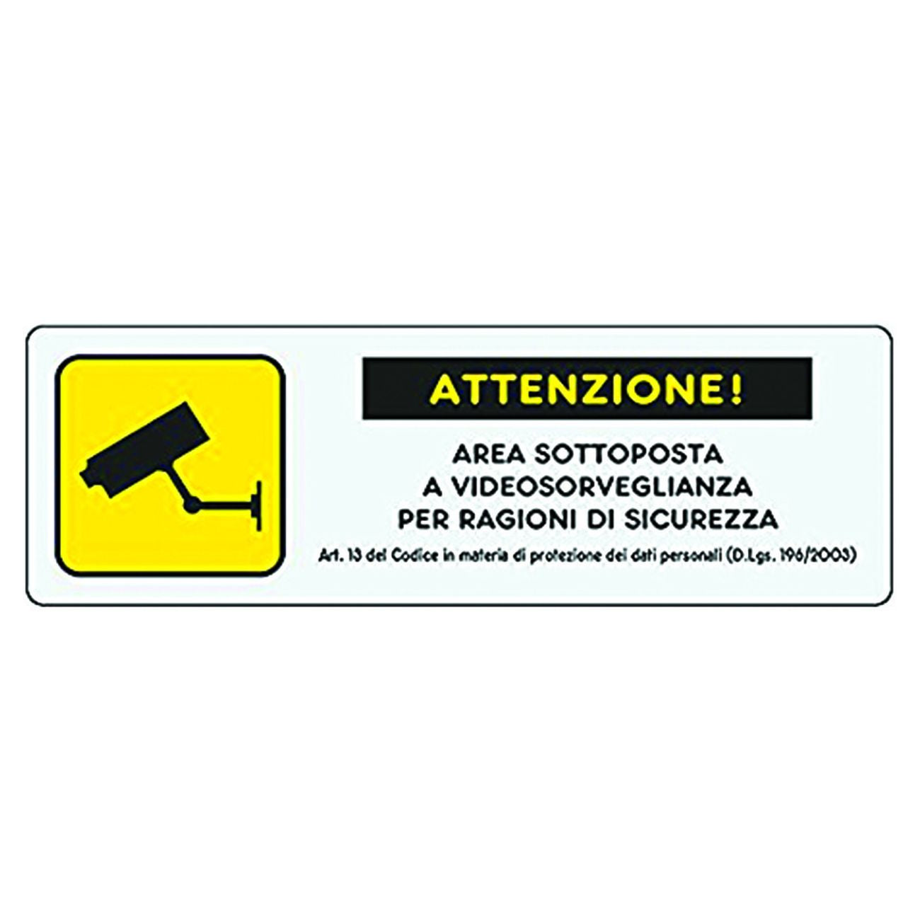 Targhetta Adesiva "Area Videosorvegliata" Con Normativa - cm.15X5h. - 10 pz