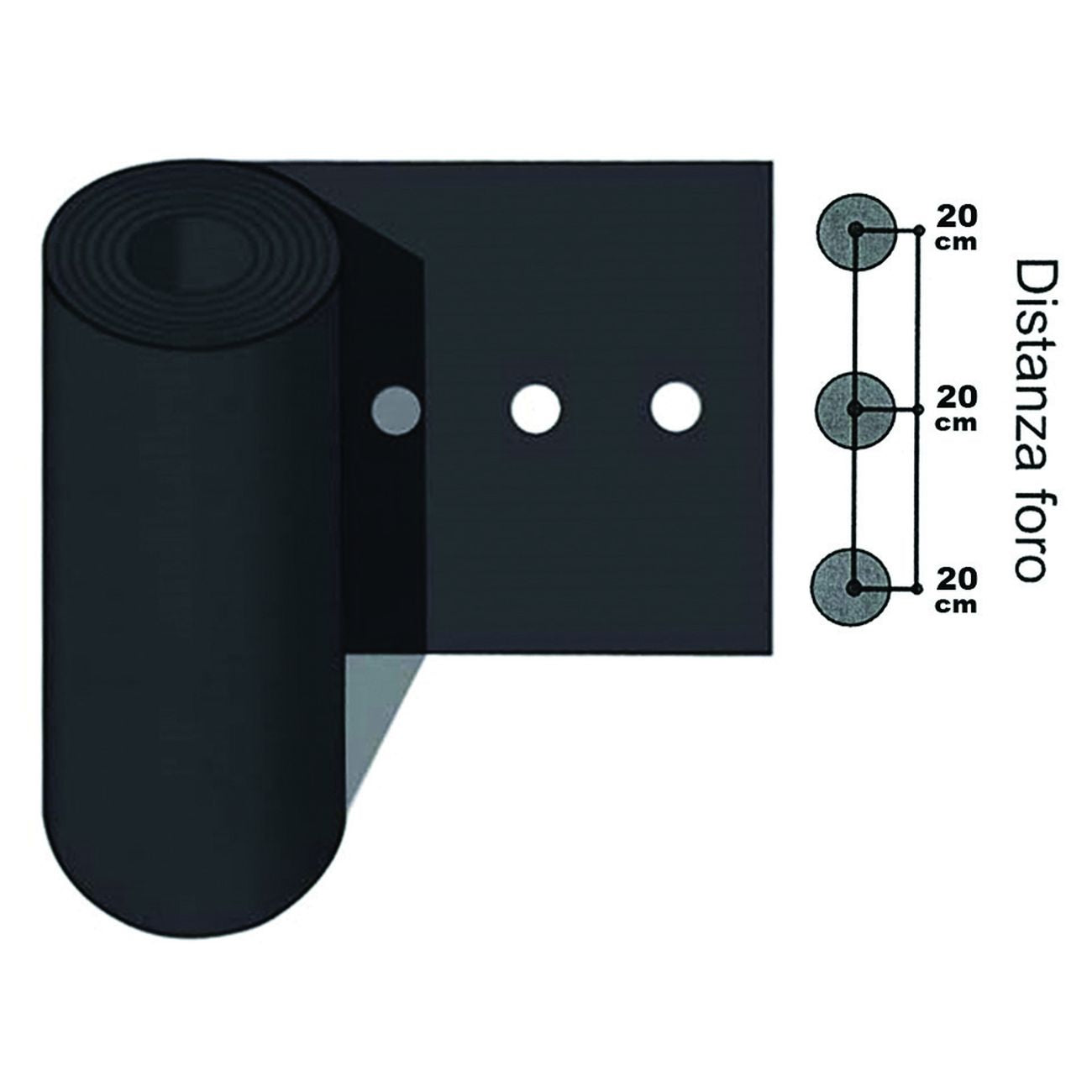 Foglia Polietilene Nera Pacciamatura 1 Foro - Passo cm 20/ cm 120h