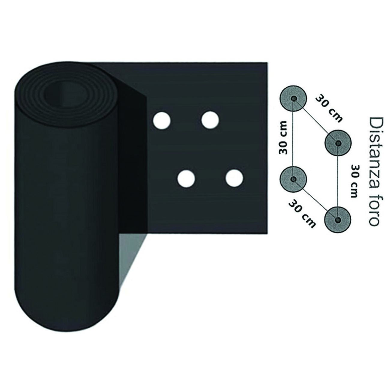 Foglia Polietilene Nera Pacciamatura 2 Fori - passo cm 30/ cm 120h