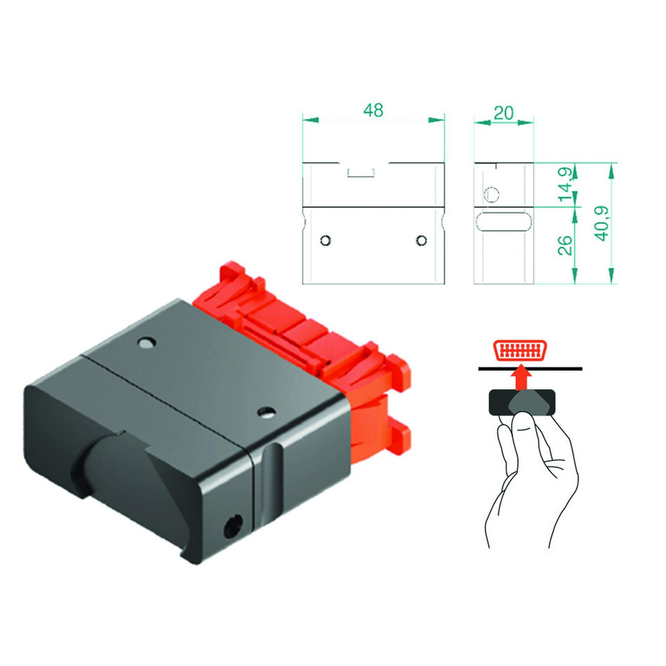 Protezione Magnetica Obd Universale Mg-Obdunlfn - mm.48x20x40,9