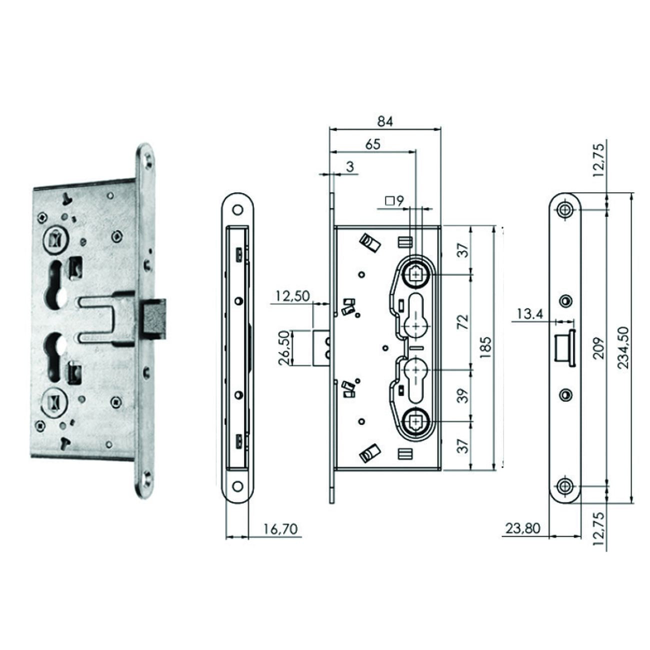 Serratura Da Infilare Antipanico Per Porte Tagliafuoco 214110654 - mm.65 (214110654)