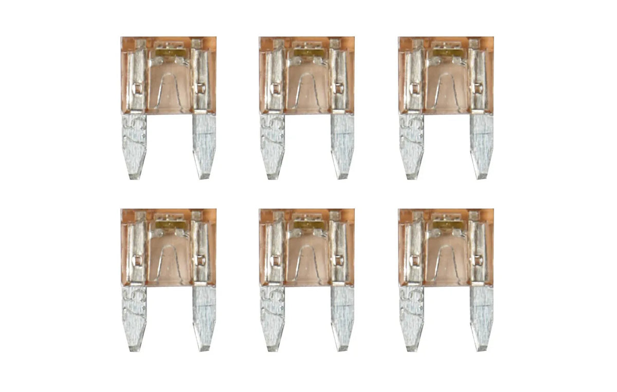 Smart Led, set 6 micro-fusibili lamellari con spia a led su fondo bianco