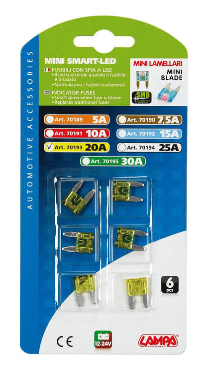 La confezione di Smart Led, set 6 micro-fusibili lamellari con spia a led, vista 4
