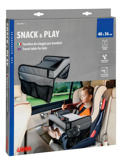 La confezione di Snack & Play, tavolino da viaggio per bambini
