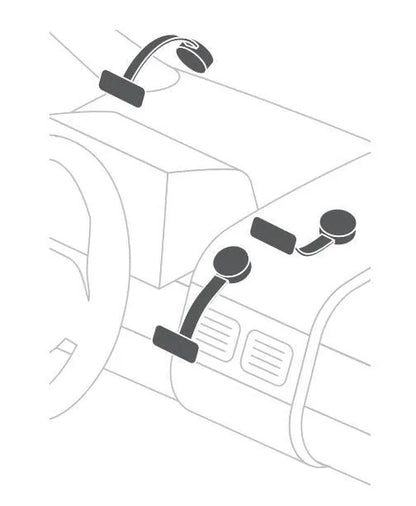 Disegno tecnico quotato di Snap Flex 2.0, porta telefono a clip con ventosa adesiva a, con le misure