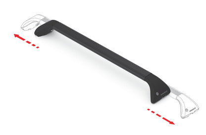 Disegno tecnico quotato di Snap Steel Rail, set completo barre portatutto telescopiche, con le misure, vista 4