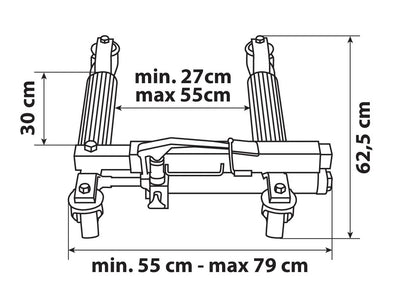Disegno tecnico quotato di Sollevatore idraulico per posizionamento veicoli - 1.600 kg, con le misure