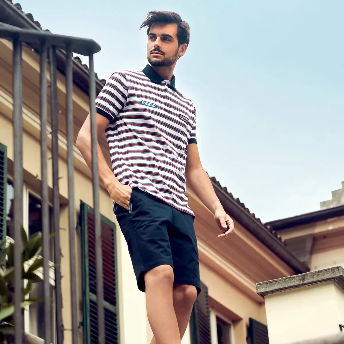 Bermuda Sparco Martini Racing in twill di cotone blu marine – vista 2