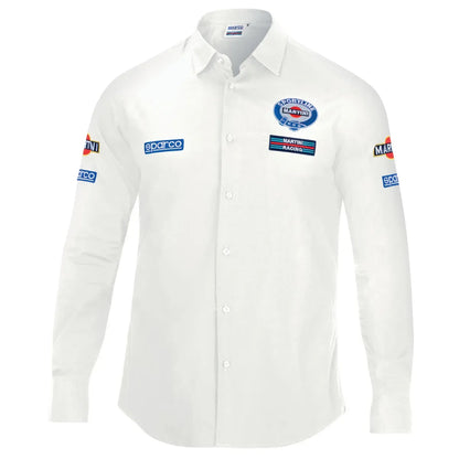 Camicia Sparco Martini-R in popeline elasticizzata Bianco