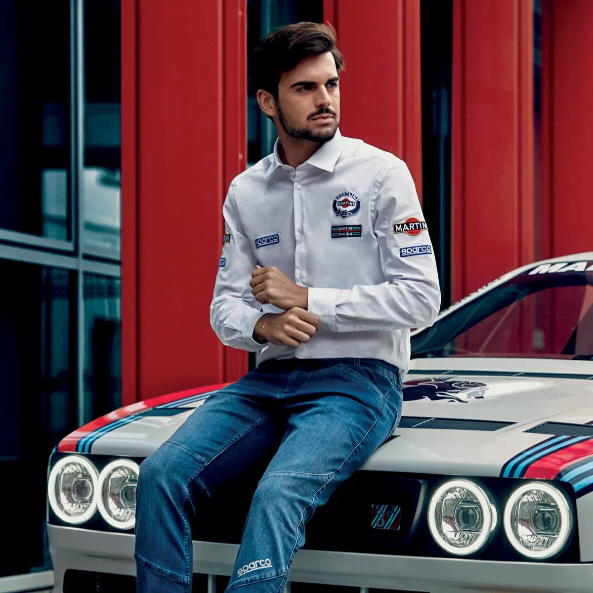 Camicia Sparco Martini-R in popeline elasticizzata Bianco – vista 3