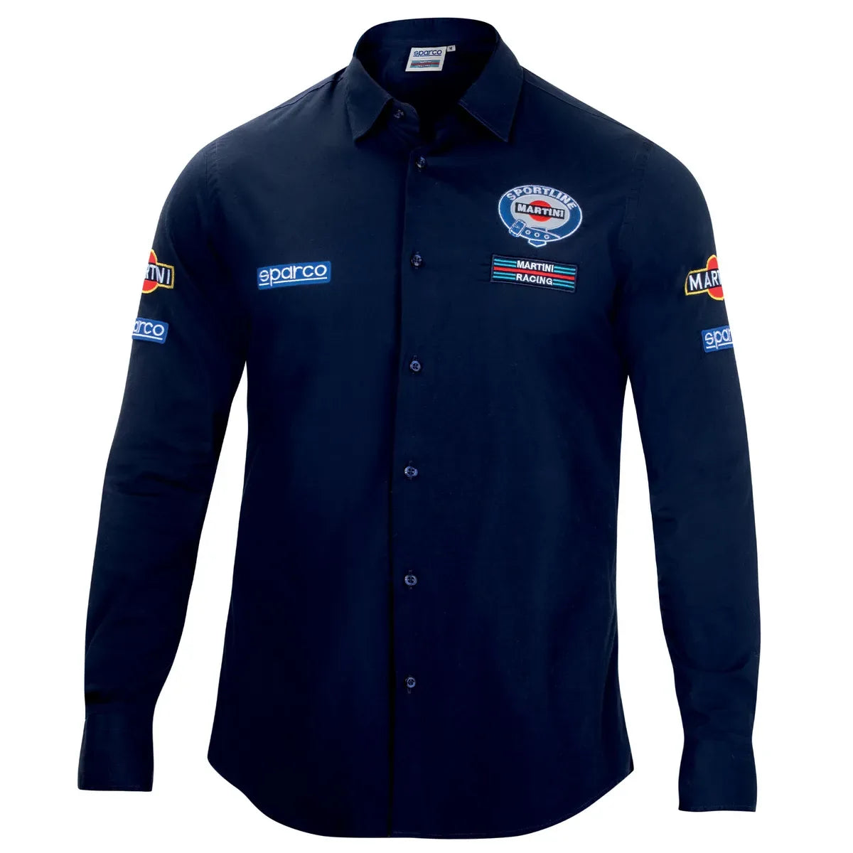Camicia Sparco Martini-R in popeline elasticizzata Blu Marine