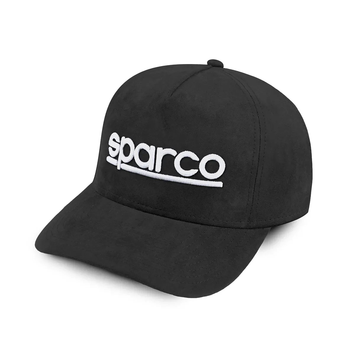 Cappellino Sparco Cap Suede in cotone scamosciato con logo ricamato 3D Nero